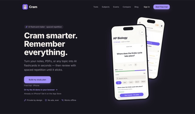 Cram AI website